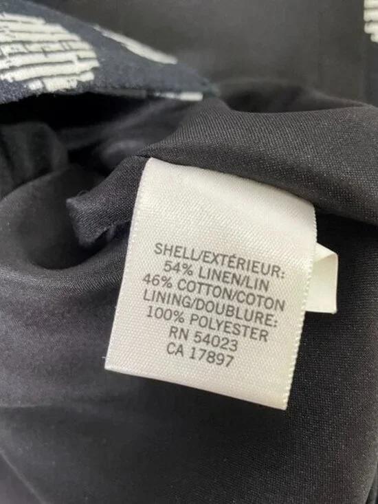 Banana Republic Linen Cotton Pencil Skirt Black White Polka Dots Size 12 - Picture 7 of 8